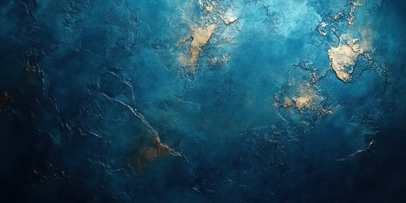 Unique textured background in vibrant blue and gold hues illustrating abstract art with natural elements